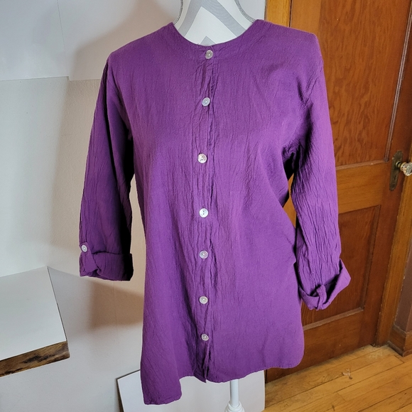 Womans Chicos Design Purple Tunic Button Front Size 1 100% cotton - Picture 1 of 9